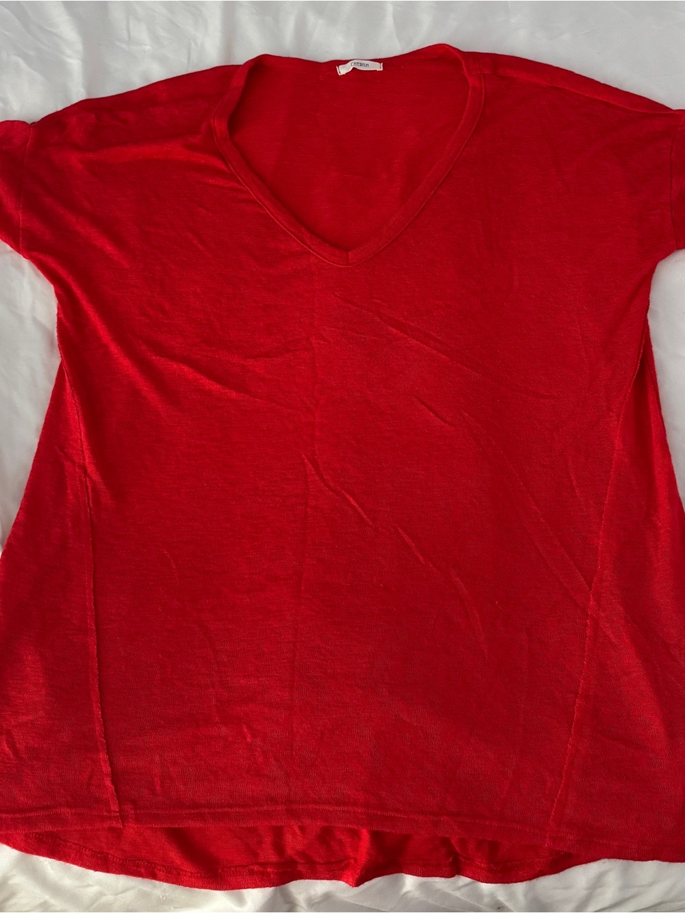 Cherish Red V-Neck Short Sleeve Tee